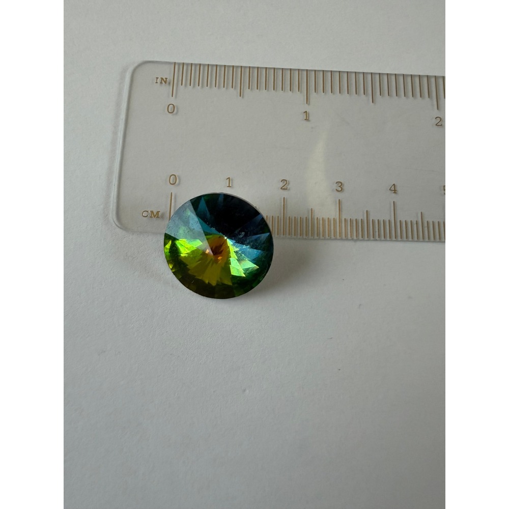 Austrian Crystal Rivoli 18mm Green Blue Faceted Iridescent